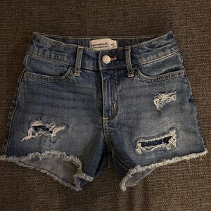 Girls Abercrombie Distressed Denim Shorts